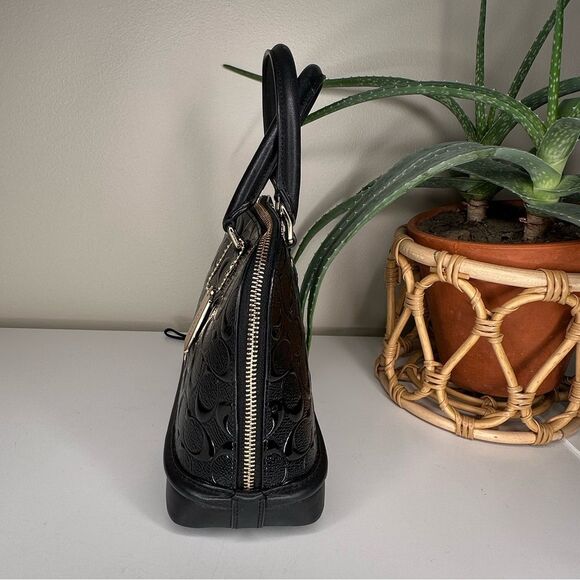 Coach Mini Sierra Satchel Bag Black Embossed Signature Leather Gold Hardware - Picture 3 of 14